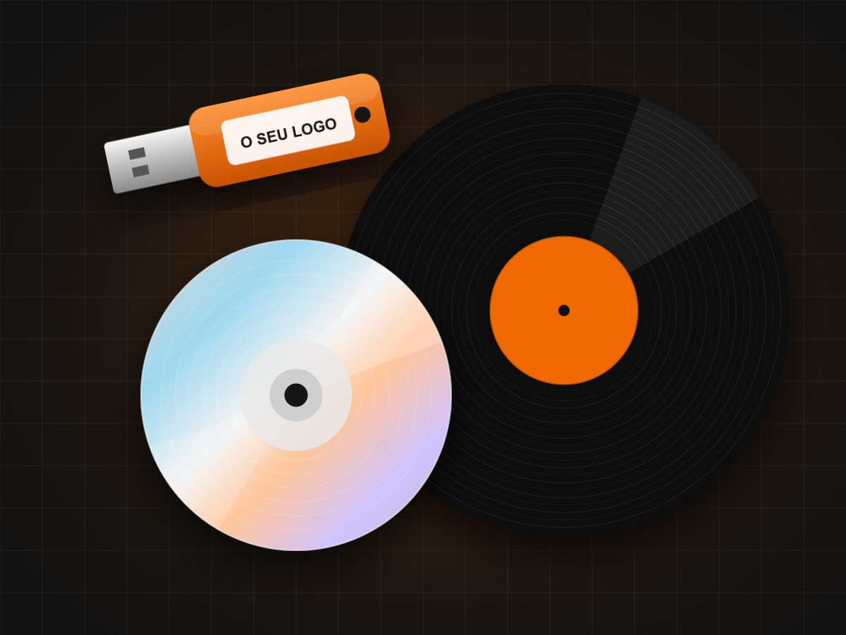CD, vinil e pen USB personalizados